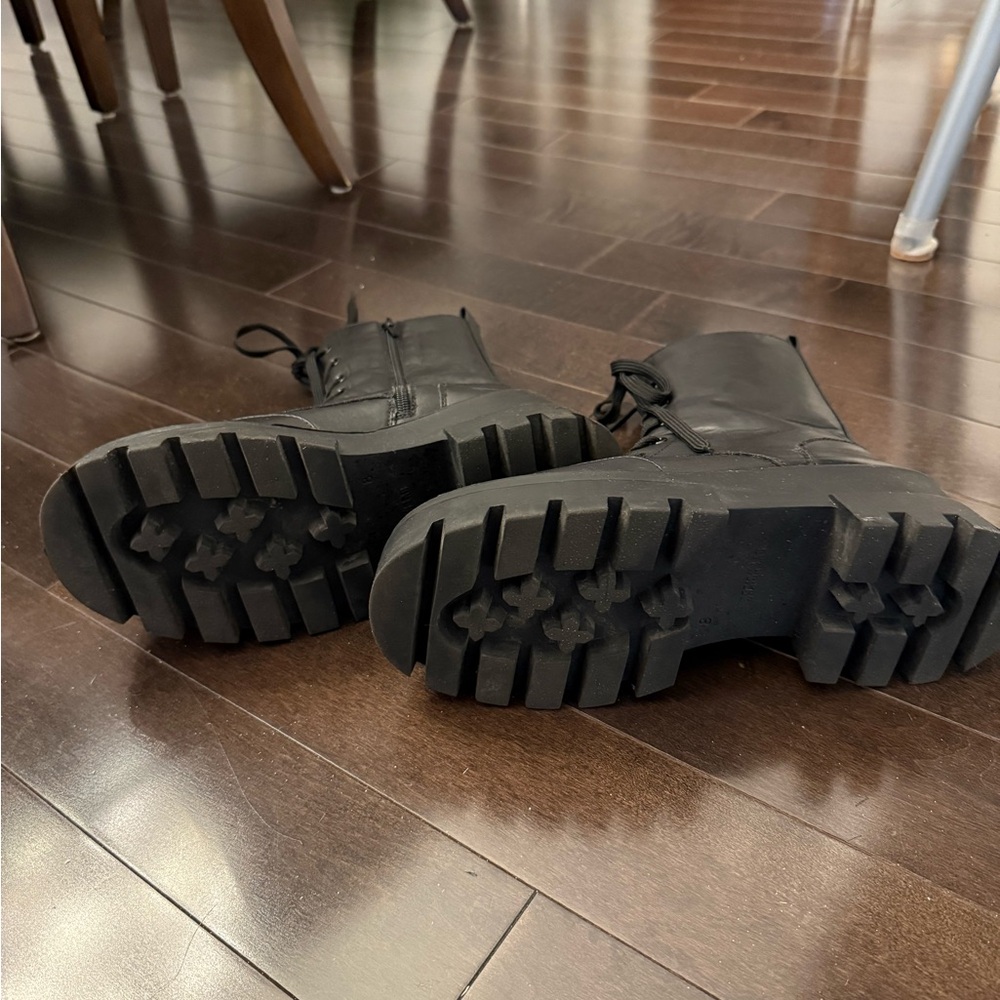 Design Lab Black Lace-Up Moto Boots - Picture 4 of 6